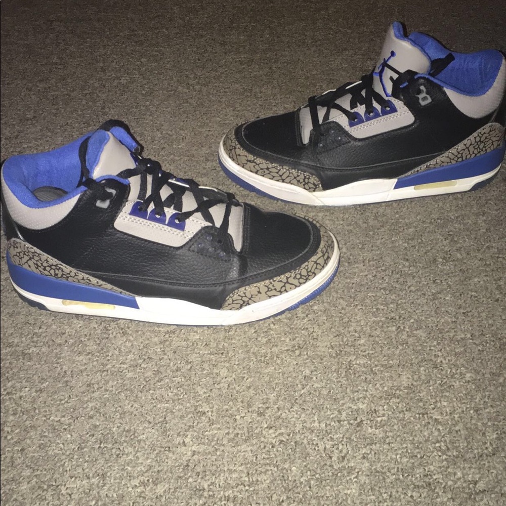 Jordan 3 blue and black size 10